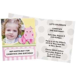  Hippo Pink Personalized Invitations (8) Health & Personal 