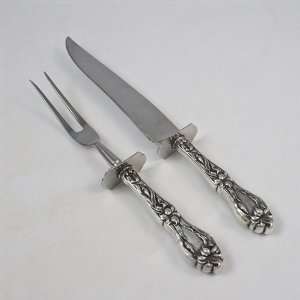  Lily by F.M. Whiting, Sterling Carving Fork & Knife, Roast 