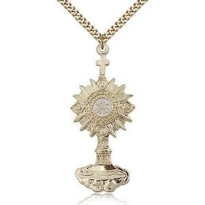 Gold Filled Monstrance Medal Pendant 2 1/8 x 7/8 Inches 6099GF  Comes 