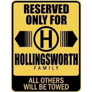   RESERVED ONLY FOR HOLLINGSWORTH FAMILY  PARKING SIGN 