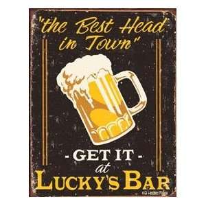  Metal Tin Sign   Luckys Bar