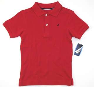 NWT NAUTICA Boys Polo Shirt S 4 4T Red Pique Short Sleeve New  