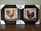 NEW 2pc FRAMED ART PICTURES BIRD COLORFUL ROOSTERS PAINTINGS WALL 