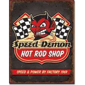  Speed Demon Hot Rods Metal Tin Sign 16h X 12.5w 