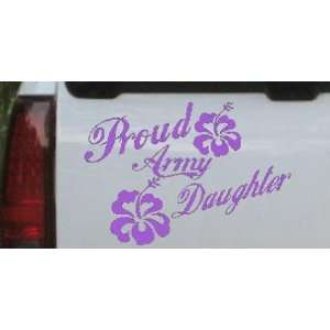 Purple 10in X 14.3in    Proud Army Daughter Hibiscus Flowers Military 