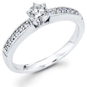    14K Round Diamond Milgrain Engagement Ring (0.55 ctw) Jewelry