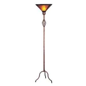  Mica Shade Wrought Iron Torchiere Lamp