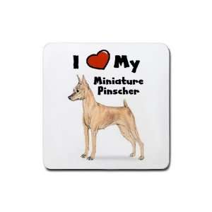  I Love My Miniature Pinscher Rubber Square Coaster (4 pack 
