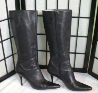 Womens Black Nine West Leather Boots Size 11 M  