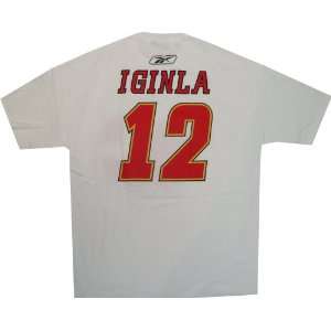  Calgary Flames Jarome Iginla White T Shirt Reebok Sports 