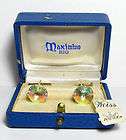   Vintage Weiss Aurora Borealis Faceted Glass & Gold Tone Cufflinks