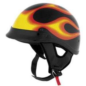  Skid Lid Traditional Helmet   X Large/Black w/Flames 