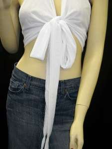 NWT JARBO White Mesh Front Tie Halter Top O/S Fits All  