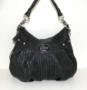 NEW GUESS B MARCIANO BLACK COOL DISCO LARGE HOBO TOTE BAG EMBOSSED 