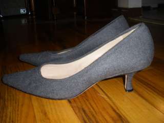 Manolo Blahnik kitten heels shoes pumps wool 40 charcoal classic grey 