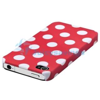 Red w/ White Dot Rear Hard Case+PRIVACY LCD Filter Protector for 