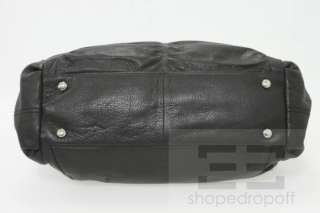 Makowsky Black Pebbled Leather & Silver Hardware Handbag  