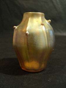 TIFFANY FAVRILE GOLD IRIDESCENT ART GLASS CABINET VASE  