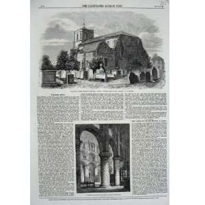   1860 Waltham Abbey Church Interior Architecture Print