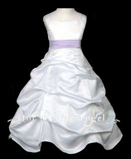 NEW SATIN with RED PINK BLACK LILAC FLOWER GIRL DRESS  