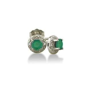  1/2ct Emerald Diamond Earrings set in 10k White Gold 