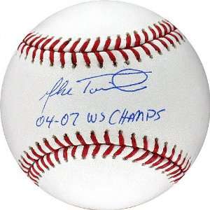  Mike Timlin Autographed Baseball with 04 and 07 Champs 