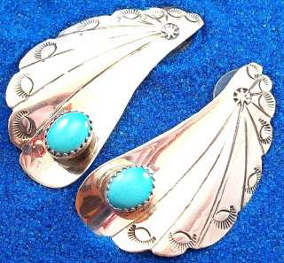 Navajo Juan Guerro Sterling Turquoise Wing Earrings  