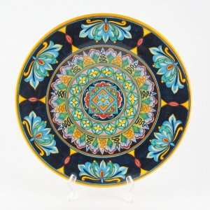  Hand Painted Italian Ceramic 13.8 inch Geometric Wall Plate 