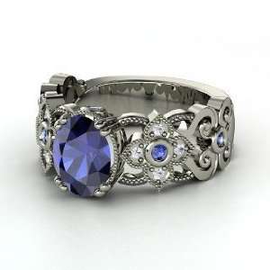  Mantilla Ring, Oval Sapphire Palladium Ring with Sapphire 