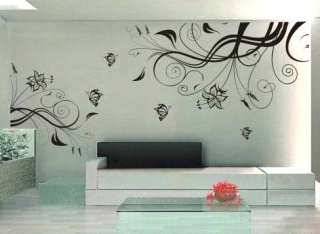 Art Decor Butterfly With Flower Wall Stickers Vinyl#343  