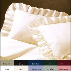 NEW SOLID COLOR RUFFLED PILLOW SHAM   HUNTER GREEN  