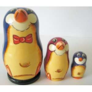  Penguins Russian Nesting Doll 3 Pcs / 3 in * Item # m2 