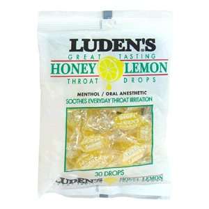  Ludens Throat Drops, Honey Lemon, 12 Boxes of 30 drops 