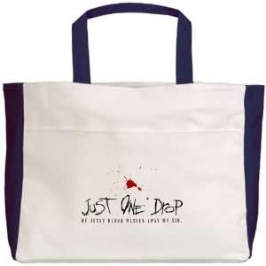  Beach Tote Navy Just One Drop Of Jesus Blood Washed Away 