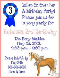 Horse Pony Birthday Party Invitations 3 Designs  