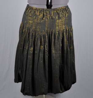 SOFT SURROUNDINGS Black & Gold Metallic Pinstripe Bubble Hem Skirt 