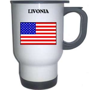  US Flag   Livonia, Michigan (MI) White Stainless Steel Mug 