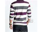 PJ Mens Slim Fit Cotton Long Sleeve Casual Stripes Polo T Shirt Top US 