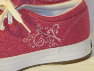 NIB Girls KEDS Felicity Glittery Pink Sneakers Shoes, Size 1, 3, 5 