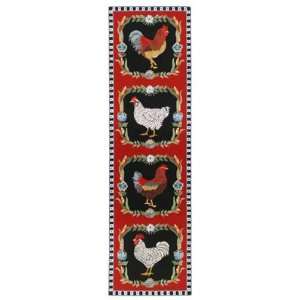  Chanticler Rooster 8 ft Runner hand hooked, all wool