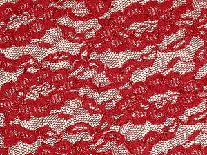 RED STRETCH LACE/EMBROIDERED LACE FABRIC 2W 75W X BTY  