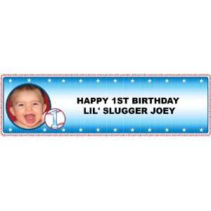  Lil Slugger 1st Birthday Personalized Photo Banner Large 