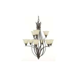 Home Solutions F2052 6+3GBZ Morningside 9 Light Two Tier Chandelier in 