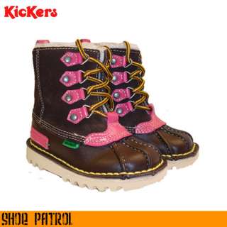 Kickers Kick Infants Kids Girls Pink & Brown Leather Winter Boot size 