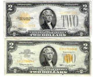   RED Seal US Notes Set 1928F & 1963 Nice Notes Here *WOW* L@@KIE COLOR