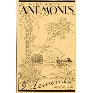   Anemonis Perfume Parfum G. Lemoine   Original Print Ad