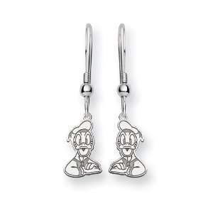  Sterling Silver Disney Donald Duck Dangle Wire Earrings 