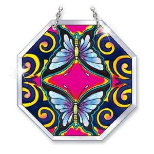  Amia 5722 Butterfly Design Hand Painted Glass Suncatcher 