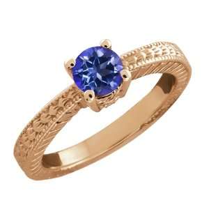  0.60 Ct Round Blue Mystic Topaz 14k Rose Gold Ring 
