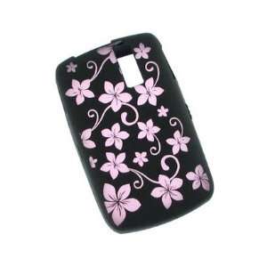  Black and Pink Flowers Design Laser Cut Silicone Skin Case 